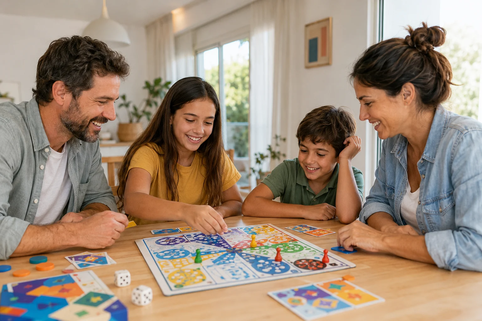 Familia jugando con juegos de mesa Habano